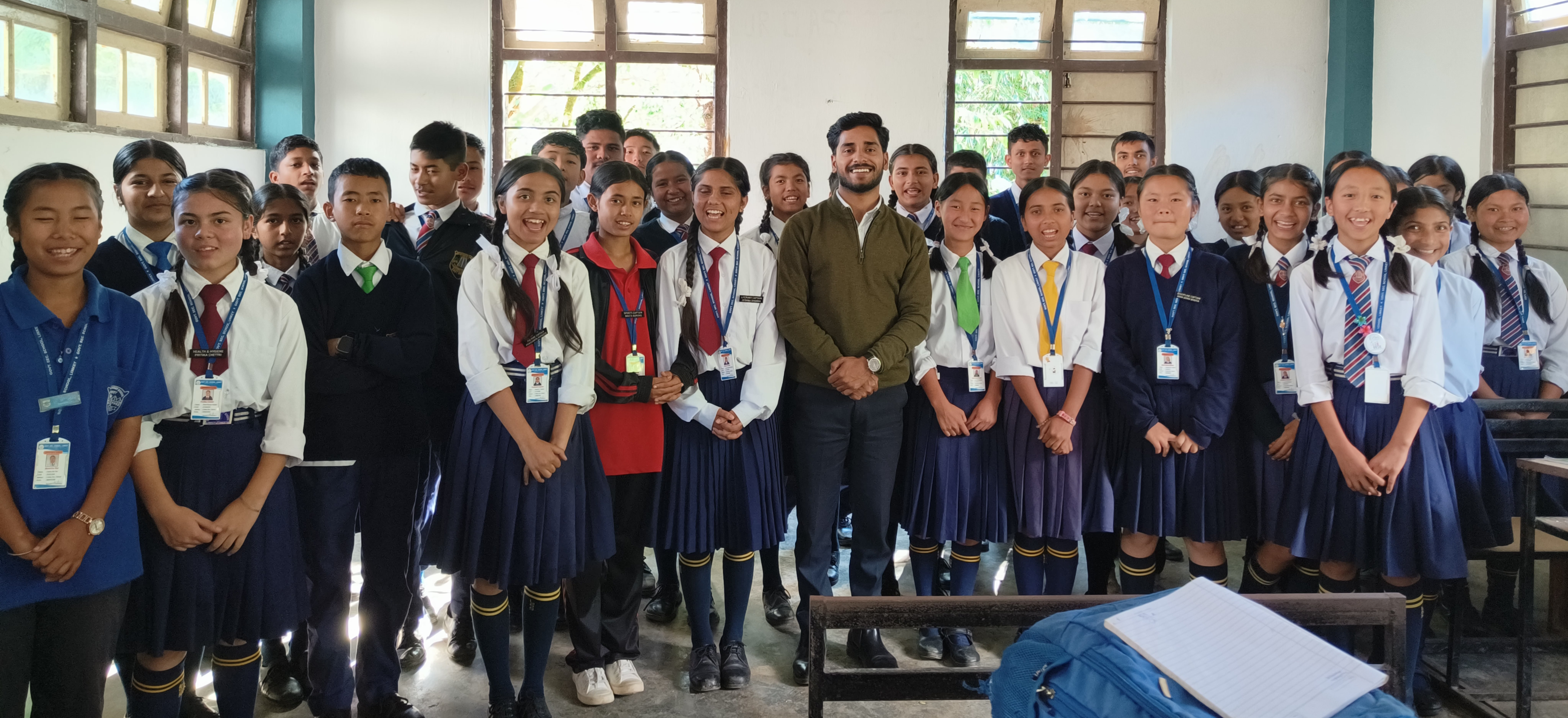 Group photo with school students